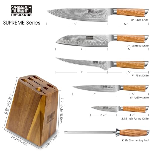 Damascus Knife Block Set 7PCS (7 Count)