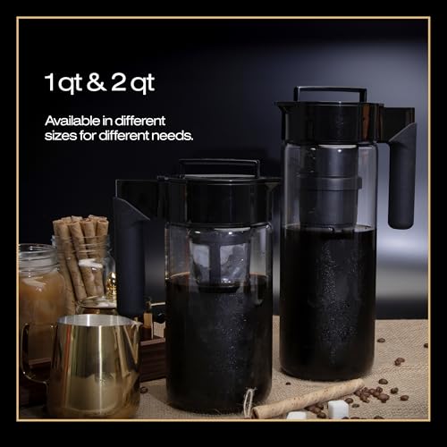 Glass Cold Brew Coffee Maker for Iced Coffee (2 Quart)