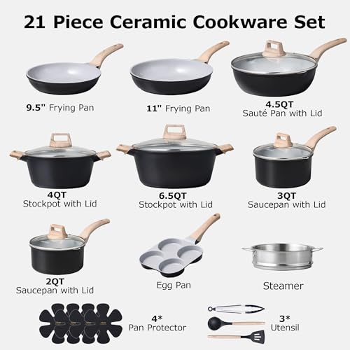 21pcs Ceramic Cookware Set