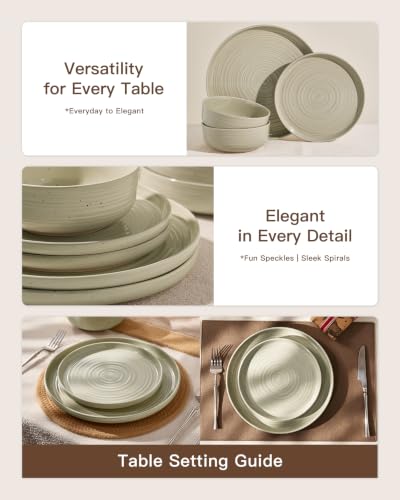 Stoneware Dinnerware Sets with Pasta Bowls (White Honey)