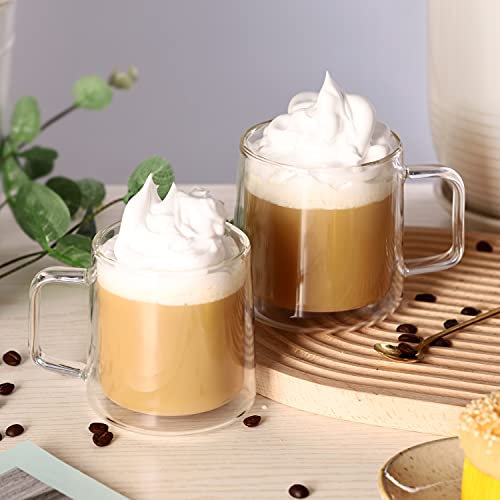 Double Walled Glass Coffee Mugs (15oz(1 pack))