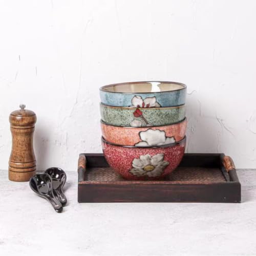 Ceramic Bowls For Kitchen (Blue+Red+Green+Pink)