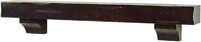 MANTELSDIRECT Breckenridge 72” Fireplace Mantel Shelf with Corbels – Rustic Floating Mantel Shelf for Over Fireplace – Espresso Rustic - Wood Shelf for Wall – Pine Box Construction