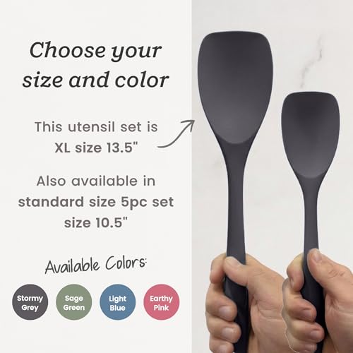 Starpack Like a Boss XL Silicone Cooking Utensils Set (Gray/Black / XL Size Set of 6, 13")