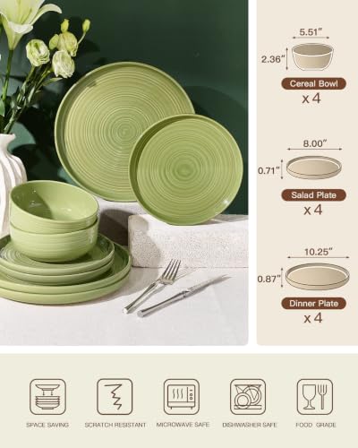 Ceramic Dinnerware Sets for 4 (Olive Green)