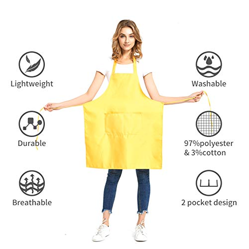 12 Pack Plain Bib Aprons with 2 Pockets (12 Count)