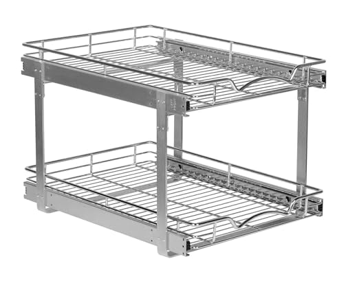 2-Tier Pull-Out Cabinet Organizer for Kitchen, 20" W x 21”D x 16.5" H (20 Inch / Two Tier)
