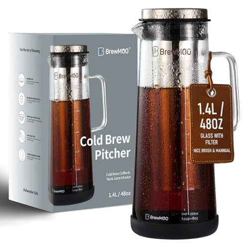 Airtight Cold Brew Coffee Maker Pitcher (Black / 48 Ounces)