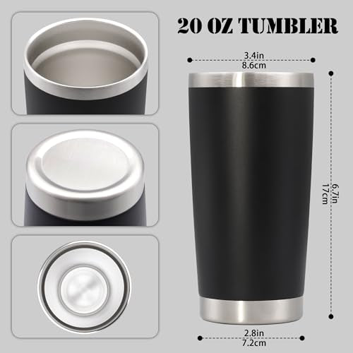 20 oz Tumbler Insulated Tumblers Stainless Steel Coffee Mug (Black)