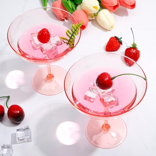 24 Pcs Plastic Coupe Glasses 9 oz Disposable Martini Glasses for Cocktails (24 Count)