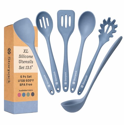 Starpack Like a Boss XL Silicone Cooking Utensils Set (Light Blue / XL Size Set of 6, 13")