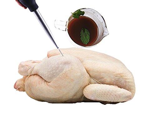 4-in-1 Stainless Steel Turkey Baster Set With Meat Marinade Injector Silicone Infuser & Cleaning Brush