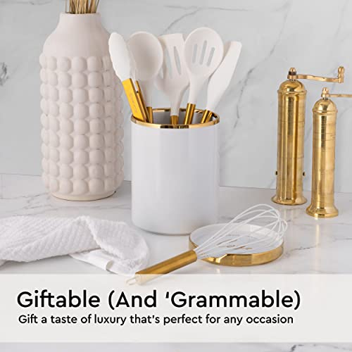 Gold Kitchen Utensils Set (White)