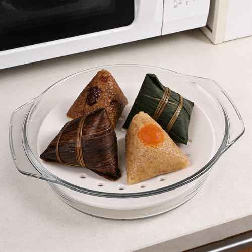 Microwave Steamer with Lid And Ceramic Steaming Tray