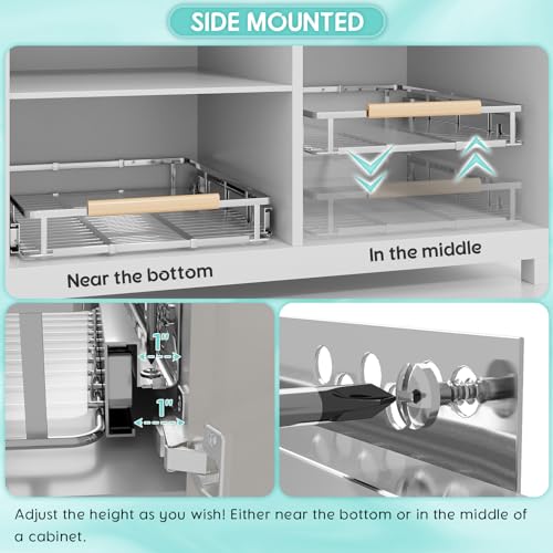 2Pack Expandable Pull Out Cabinet Organizer (X-Large, 23.2~39.99'' W x 22.5''D/Side-Mount / 2Pack)