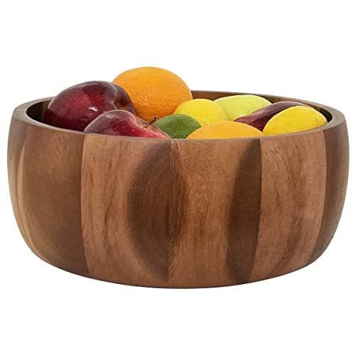 Woodard & Charles Acaica Wood 12" x 5" Serving Bowl Set with Serving Hands (12" x 5" Bowl w/ Salad Hands-*Pack of 4*)