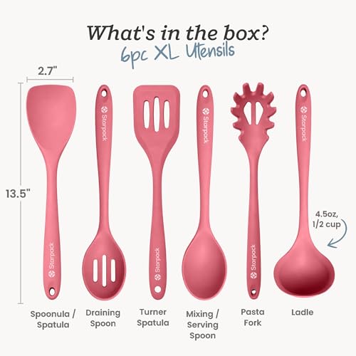 Starpack Like a Boss XL Silicone Cooking Utensils Set (Earthy Pink / XL Size Set of 6, 13")