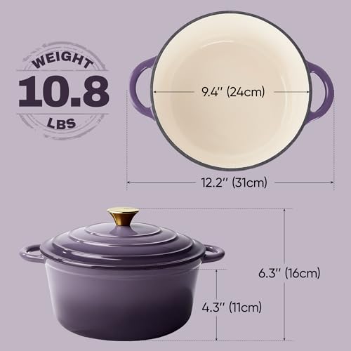 4.5 Quart Dutch Oven Pot with Lid (4.5 QT / Purple)