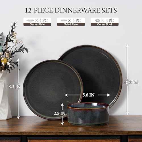 12 Piece Plates and Bowls Sets (4 Count)
