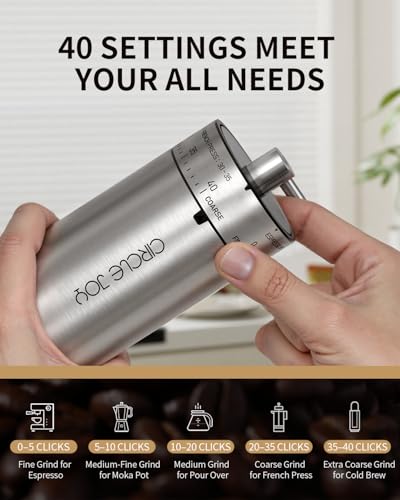 Manual Coffee Grinder with 40 External Adjustable Settings