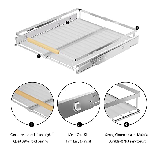 Expandable Pull Out Cabinet Organizer (X-S:12.1~18.4" W x 17.3" D / Chrome-2pack)