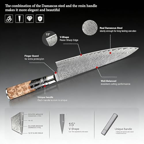 9 PCS Damascus Kitchen Knife Set (10 Count)