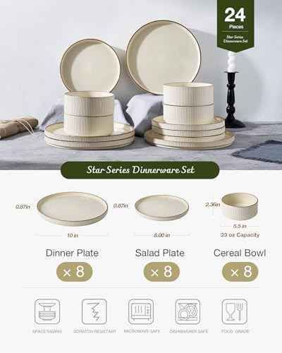 Stoneware Dinnerware Set for 8 (24 Count)