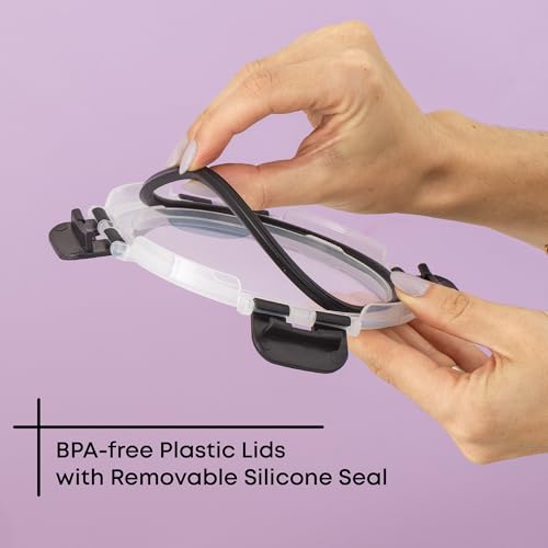 24pc Borosilicate Glass Storage Containers with Lids (Color Black)