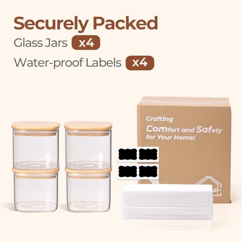 Square Glass Containers with Lids 0.7 Qt (0.7 qt x 4)
