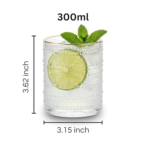 Gold Rim Hobnail Highball Glasses Set of 6 (6 Count)