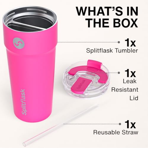 Stainless Steel Insulated Tumbler Cup with Straw & Sip Lid (Felicia Fuchsia)