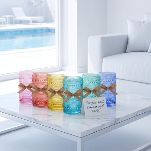 Hobnail Beaded Highball Drinking Tumbler Glasses