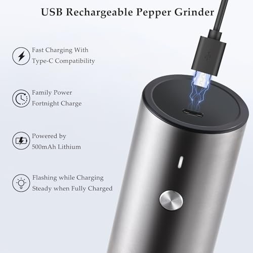 Electric Salt and Pepper Grinder Set (Stainless Steel)