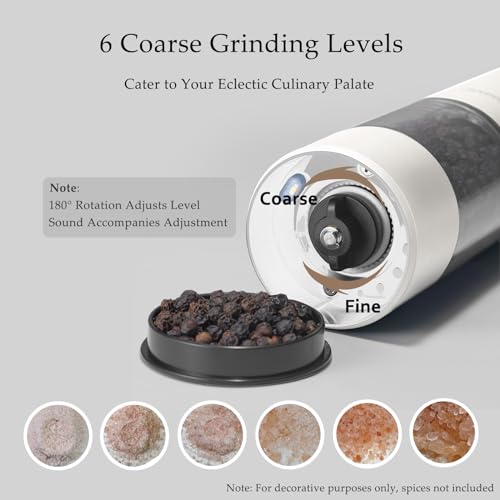 Electric Salt and Pepper Grinder Set (White)
