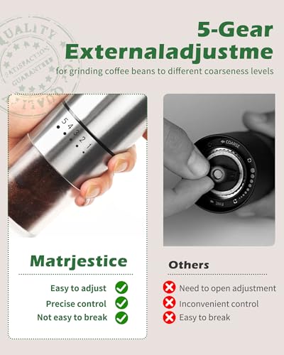 Stainless steel Burr Manual Coffee Grinder for Drip (Stainless steel Burr-Slivery)