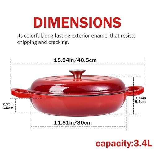 3.5 Quart Enamel Cast Iron Dutch Oven Pot with Lid