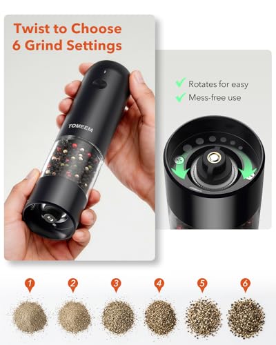 Electric Salt and Pepper Grinder Set with LED Lights (Black / Set)