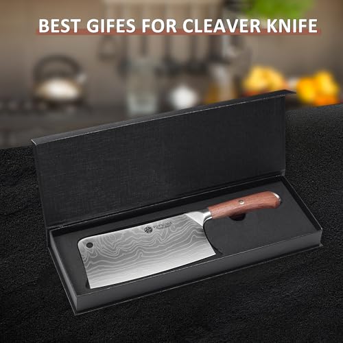 7 Inch Cleaver Knife with Full Tang Rosewood Handle