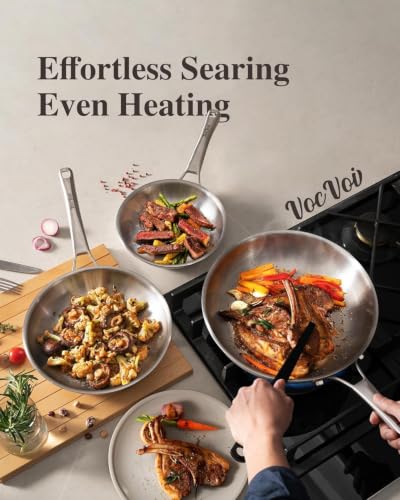 Tri Ply Stainless Steel Frying Pans Set (3 Count)