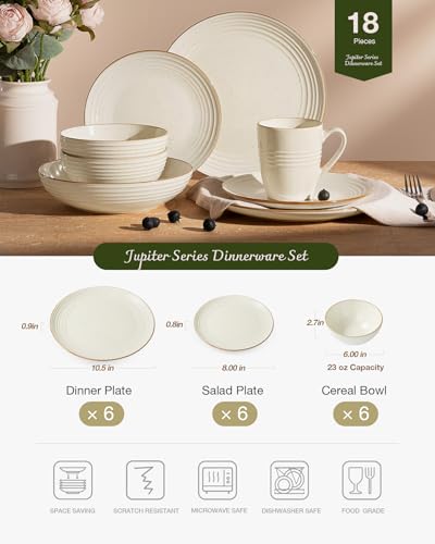 Jupiter Stoneware Dinnerware Sets (Vanilla White / 18)