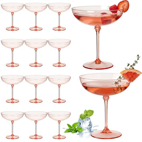 12 Pcs Plastic Coupe Glasses 9 oz Disposable Martini Glasses for Cocktails (12 Count)