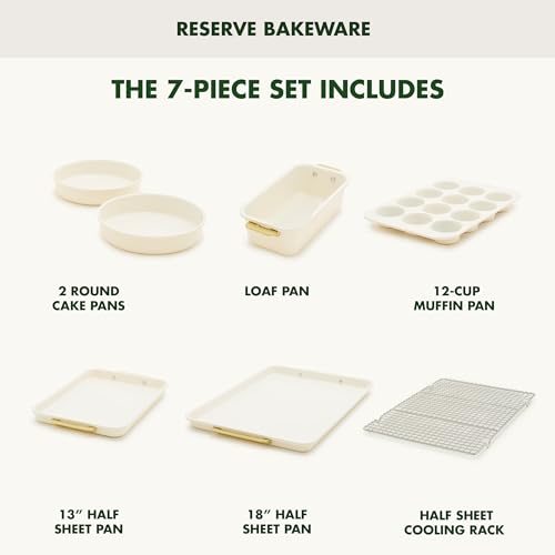 Bakeware Set 7 Piece Nonstick Ceramic Gold Handle Baking Sheets (7 Count)