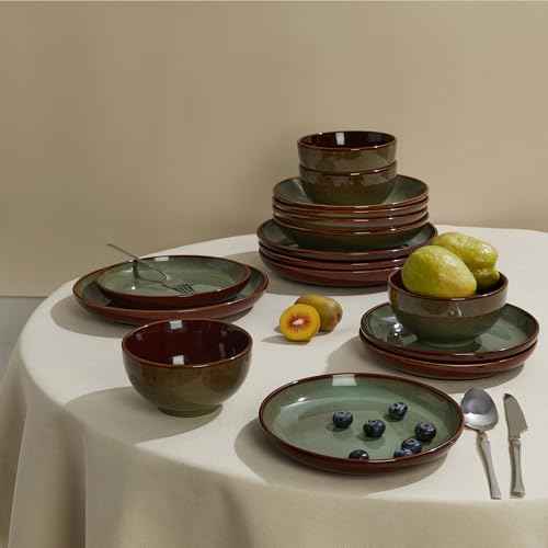 16 Piece Double Bowl Dinnerware Sets with Pasta Bowls