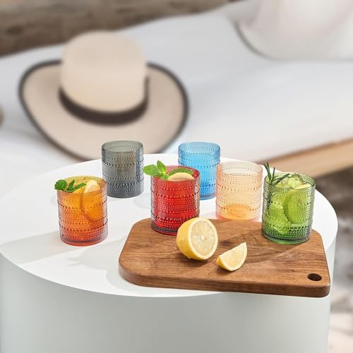 Plastic Hobnail Drinking Glasses Set of 6 Neutral Tones Cups 10oz