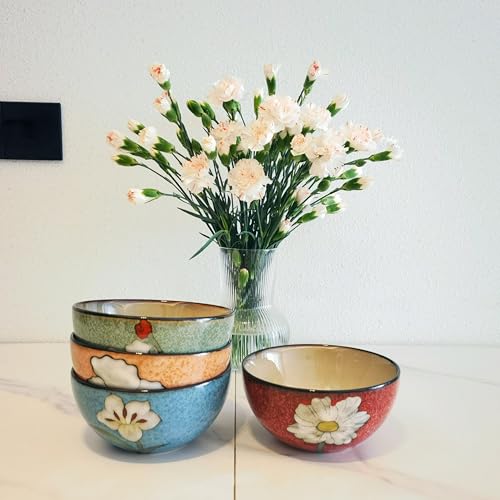 Ceramic Bowls For Kitchen (Blue+Red+Green+Pink)