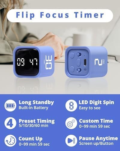 Productivity Timer Flip Gravity Sensor Cube Timer Countdown & Countup