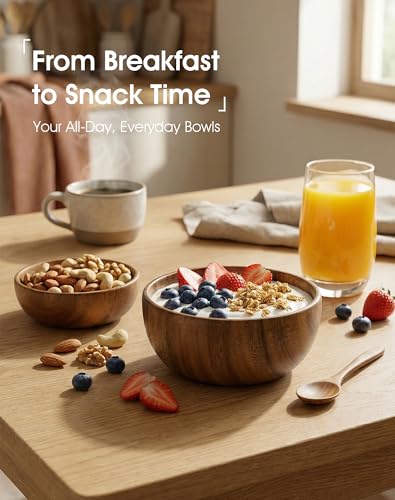 Wooden Salad Bowls Set of 3 (Brown 3 Sizes(set of 3))