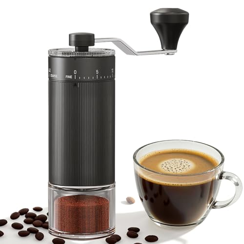 Mini Manual Coffee Grinder With 40 Adjustable Settings (M04 Carbon Black / Ceramic Burr)