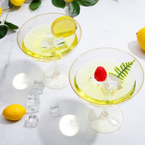 12 Pcs Detachable Martini Glasses 9oz Disposable Plastic Coupe Cocktail Dessert Glassware Set for Champagne Wine Wedding Birthday Holiday Party Supplies (12 Count)