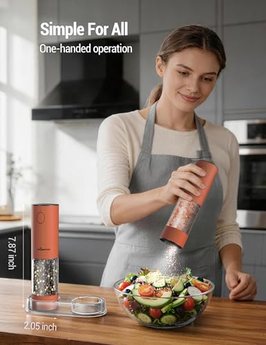 Electric Salt and Pepper Grinder Set (Large / Burnt Orange)